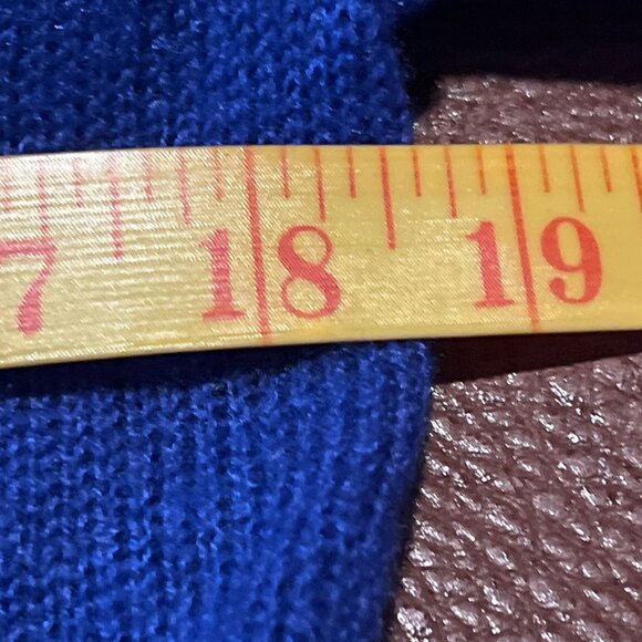 Chicos Size 0 Royal Blue Acrylic Wool Mohair Blend Sweater With Ruffled Open Fro - Picture 3 of 5